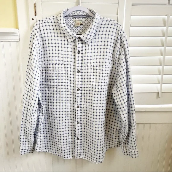 Carbon2Cobalt White & Blue Print Convergence Button Up Shirt Men’s Size XXL - Picture 1 of 5